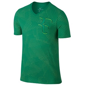 Nike Rf M nkct Tee AOP maglietta a maniche corte Línea Roger Federer da Tennis, uomo, Verde
