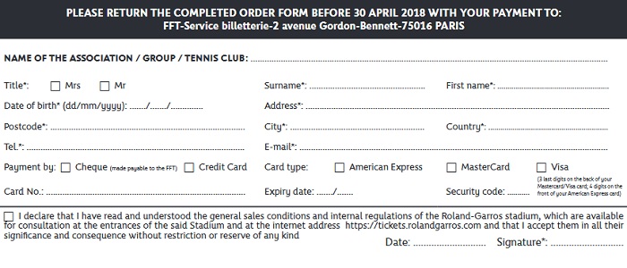 richiesta biglietti gruppi Roland Garros
